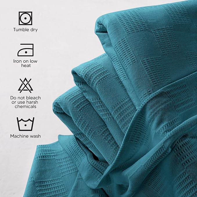 Utopia Bedding Teal 100% Cotton Blanket [Twin Size - 90x72 Inch] 350GSM Lightweight, Soft and Breathable Thermal Blanket for All Seasons