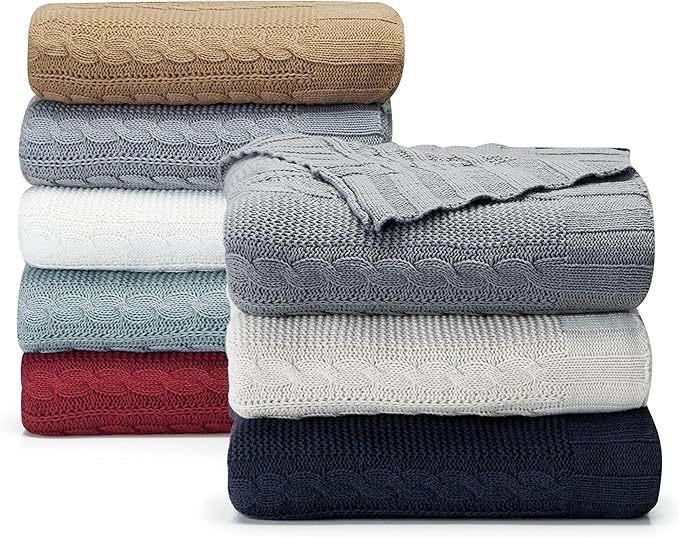 VCNY Home - Throw, Soft & Cozy Cotton Blanket, Cable Knit Home Decor (Dublin Ivory, 50" x 70")