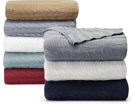 VCNY Home - Throw, Soft & Cozy Cotton Blanket, Cable Knit Home Decor (Dublin Ivory, 50" x 70")
