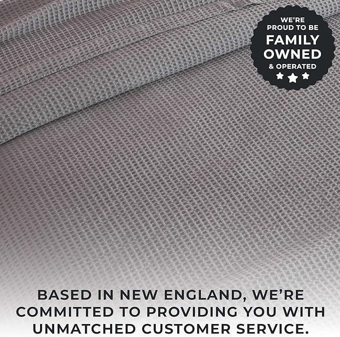 100% Cotton Waffle Weave Throw Blanket - Dark Grey Waffle Weave Lightweight Summer Throw Blanket - 50x60in Prewashed Breathable, Woven Throw for Couch, Bed or Office (Dark Grey)