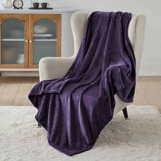 Bedsure Fleece Throw XL Blanket Purple - 300GSM Soft Lightweight Plush Cozy Blankets for Bed, Sofa, Couch, Travel, Camping, 50x70 inches