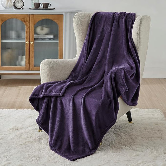Bedsure Fleece Throw XL Blanket Purple - 300GSM Soft Lightweight Plush Cozy Blankets for Bed, Sofa, Couch, Travel, Camping, 50x70 inches