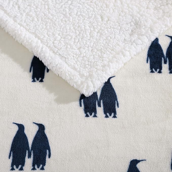 Eddie Bauer - Blanket, Super Soft Reversible Sherpa & Brushed Fleece Bedding, Throw Blankets for Couch, Ideal for Lounging (Emperor Penguin)
