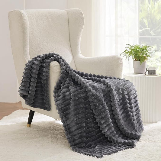 Bedsure Grey Fleece Blanket for Couch - GentleSoft Cozy Soft Blankets for Women, Cute Small Throws for Girls, 50x70 Inches