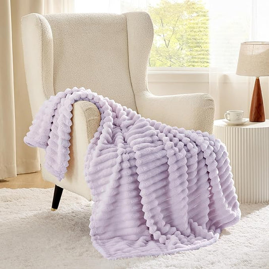 Bedsure Lavender Fog Fleece Blanket for Couch - GentleSoft Cozy Soft Blankets for Women, Cute Small Throws for Girls, 50x60 Inches