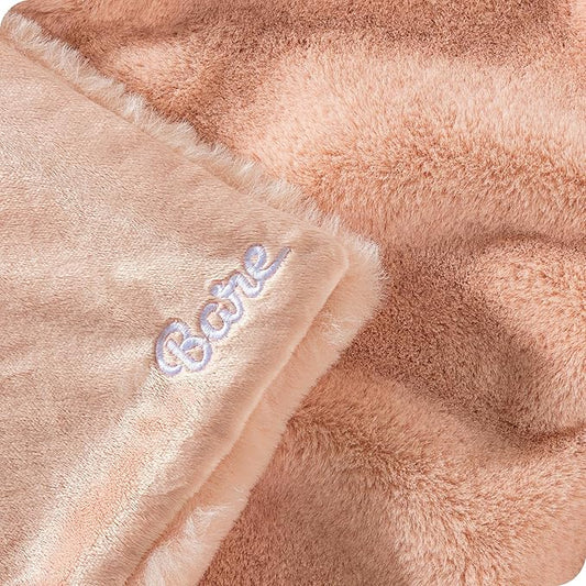 Bare Home Faux Fur Blanket - Ultra-Soft Luxurious - Cozy Warm Blanket for Couch, Sofa, Chair, Bed - Fuzzy Fluffy Super Soft - Decorative Bed Blanket, 60x47 inches (Throw, Blush)