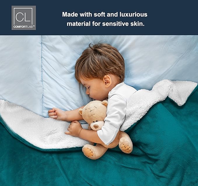Comfort Lab Reversible Flannel Sherpa Blanket - Elegant Fluffy Bed Blankets for Bedroom and Home Decor - Anti Pilling Non Shedding Cozy & Warm Fleece Cover - King/California King (108" x 90") - Teal