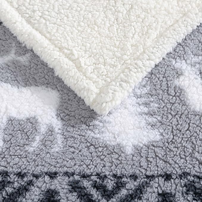 Eddie Bauer - Blanket, Super Soft Reversible Sherpa & Brushed Fleece Bedding, Throw Blankets for Couch, Ideal for Lounging (Woodland Fair Isle Grey)
