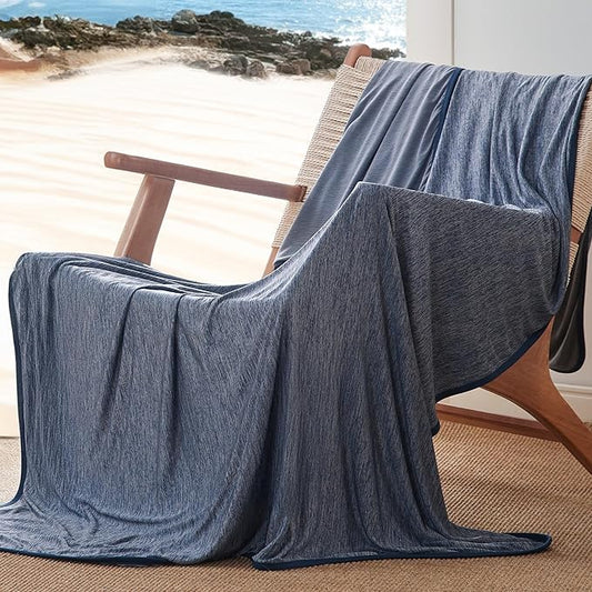 Bedsure Navy Blue Cooling Blanket for Hot Sleepers - Summer Cold Throw Blanket for Bed, Arc-Chill Lightweight Summer Bedding, Cool Thin Ice Cold Cooled Throws with Rayon Derived from Bamboo, 50x70