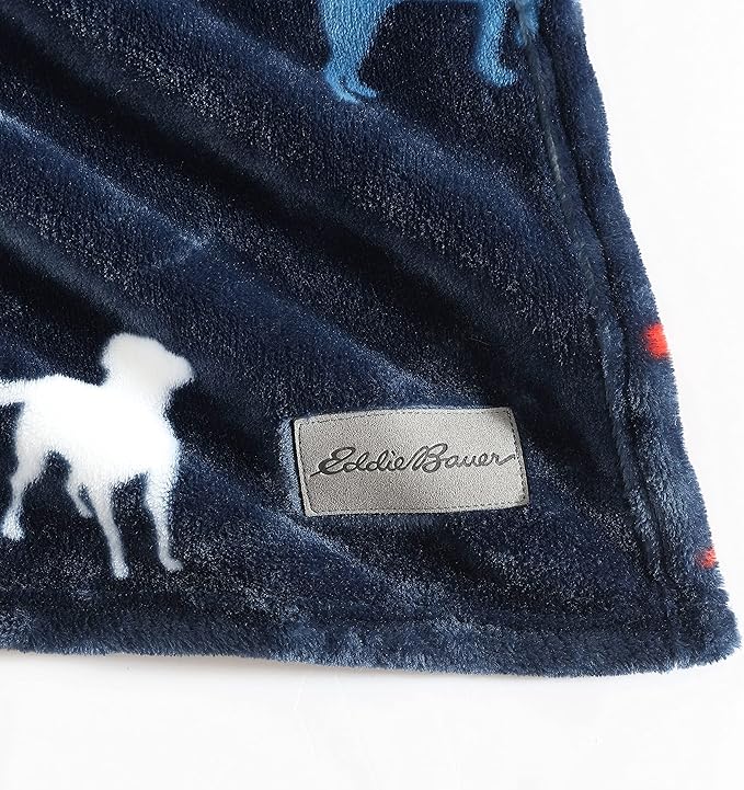 Eddie Bauer Throw Blanket Ultra Soft Plush Fleece Bedding, Home Decor for All Seasons, 50 x 70, Buddy The Dog Blue