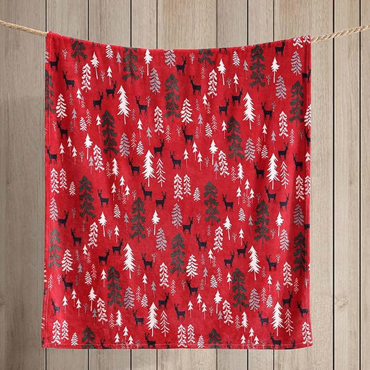 Eddie Bauer - Blanket, Super Soft Reversible Sherpa & Brushed Fleece Bedding, Throw Blankets for Couch, Ideal for Lounging (Deer Woods Red)
