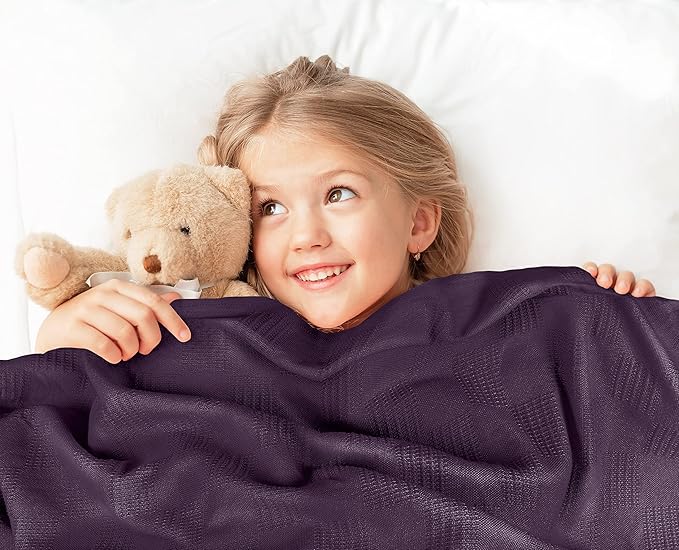 Utopia Bedding Plum 100% Cotton Blanket [Twin Size - 90x72 Inch] 350GSM Lightweight, Soft and Breathable Thermal Blanket for All Seasons
