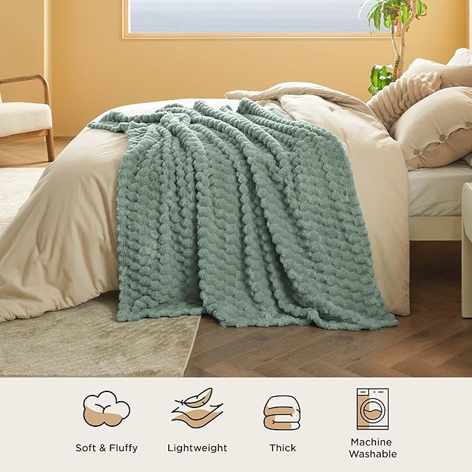 Bedsure Cozy Throw Blanket for Women - Soft Throw Blankets for Couch, Cute Small Fleece Gifts for Girls, Sage Green, 50x60 Inches