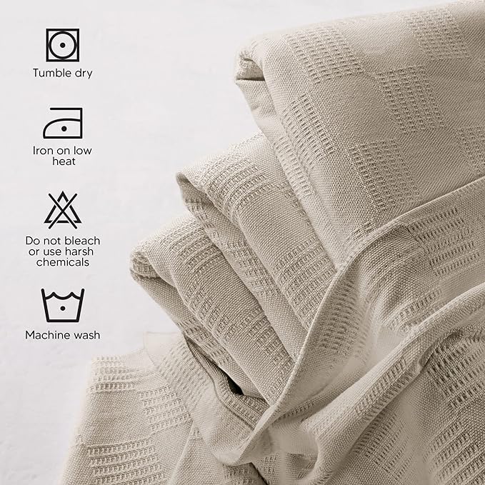 Utopia Bedding Khaki 100% Cotton Blanket [Twin Size - 90x72 Inch] 350GSM Lightweight, Soft and Breathable Thermal Blanket for All Seasons