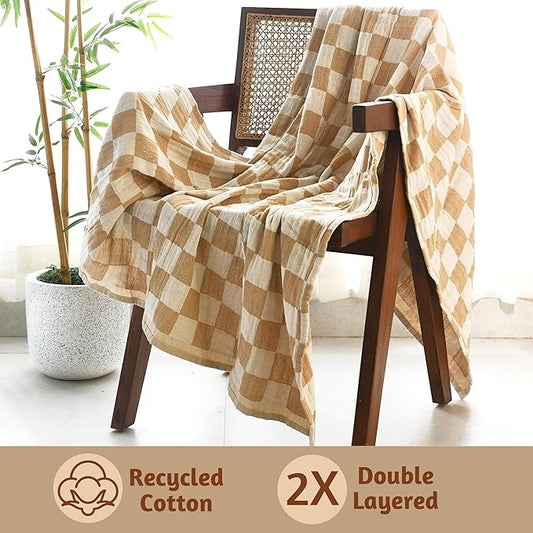 Folkulture Throws for Couch 50" x 60", 100% Recycled Cotton Couch Blanket and Throws for Chair, Throw Blanket for Couch or Bed Throws for Sofa, Boho Throw Blankets.
