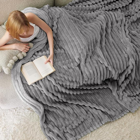Bedsure Frost Gray Full Blanket for Bed - GentleSoft Cozy Soft Blankets for Women, Cute Large Throws for Girls, 84x90 Inches