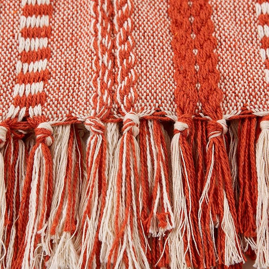 DII Braided Striped Decorative Throw Blanket, 50x60, Vintage Red
