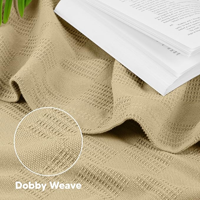 Utopia Bedding Tan 100% Cotton Blanket [Twin Size - 90x72 Inch] 350GSM Lightweight, Soft and Breathable Thermal Blanket for All Seasons