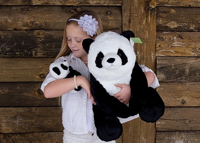 Mother and Baby Panda Plush Set | Super Soft Panda Stuffed Animal | Cute Plushies for Kids Bedroom | 18-in Stuffed Animals for Girls & Boys | Sittingpanda Stuffed Animal Toys by Exceptional Home
