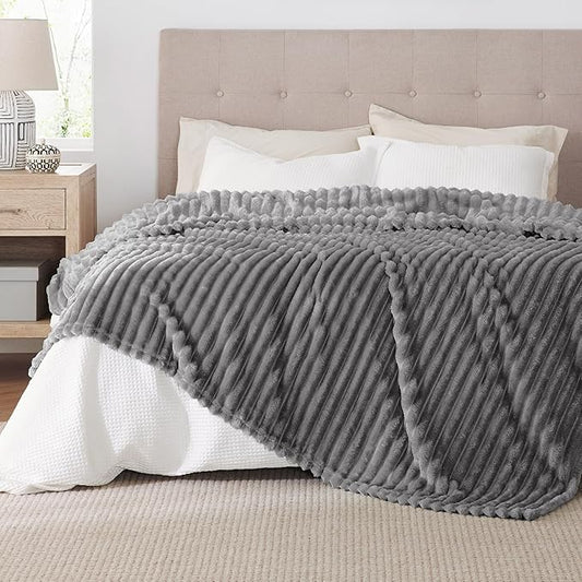 Bedsure Frost Gray Fleece Blanket for Couch - GentleSoft Cozy Soft Blankets for Women, Cute Small Throws for Girls, 108x90 Inches