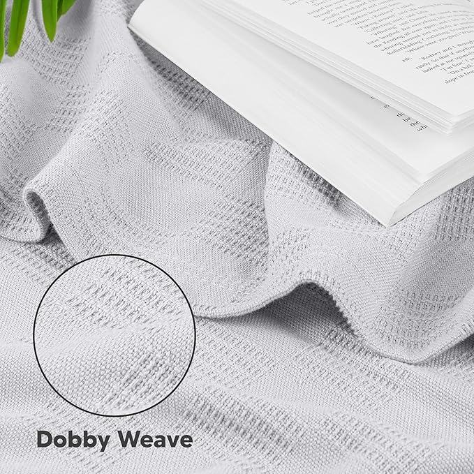 Utopia Bedding Silver 100% Cotton Blanket [Throw Size - 60x50 Inch] 350GSM Lightweight, Soft and Breathable Thermal Blanket for All Seasons