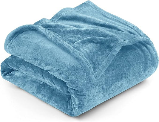 Utopia Bedding Fleece Blanket King Size Washed Blue 300GSM Luxury Fuzzy Soft Anti-Static Microfiber Bed Blanket (90x102 Inch)