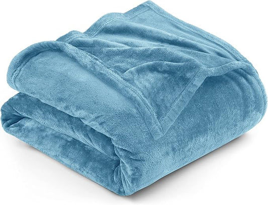 Utopia Bedding Fleece Blanket King Size Washed Blue 300GSM Luxury Fuzzy Soft Anti-Static Microfiber Bed Blanket (90x102 Inch)