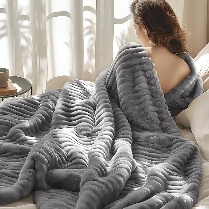 Bedsure Frost Gray Twin Blanket for Bed - GentleSoft Cozy Soft Blankets for Women, Cute Large Throws for Girls, 66x90 Inches