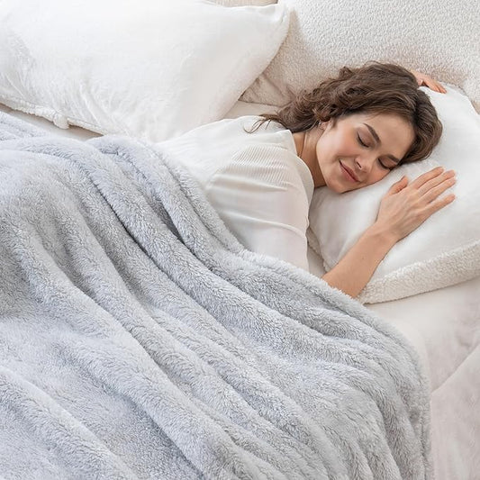 Berkshire Blanket Classic Extra-Fluffy™ Plush Blanket King Size, Soft Fuzzy Fluffy Long Hair Blanket for Couch Sofa Bed, Microchip, 90x108 Inches