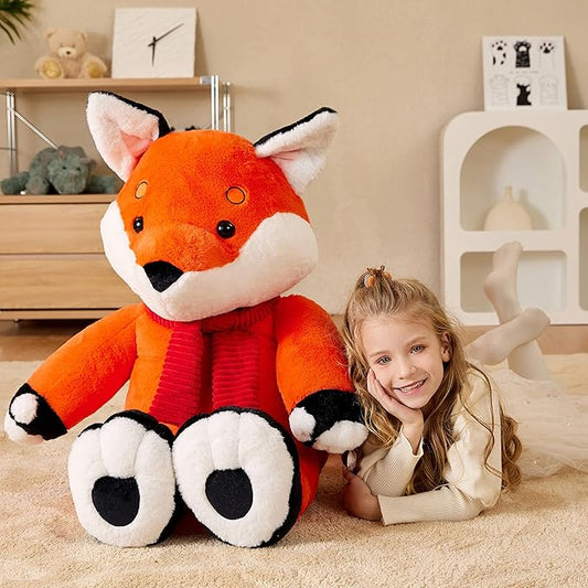 EARTHSOUND Giant Fox Stuffed Animal Plush Toy,30 inches Large Realistic Jumbo Big Soft Toys,Cute Huge Fluffy Plushy Oversized Plushie,Gifts for Kids