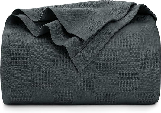Utopia Bedding Smoke Gray 100% Cotton Blanket [Full Size - 90x84 Inch] 350GSM Lightweight, Soft and Breathable Thermal Blanket for All Seasons