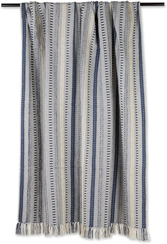 DII Braided Striped Decorative Throw Blanket, 50x60, French Blue