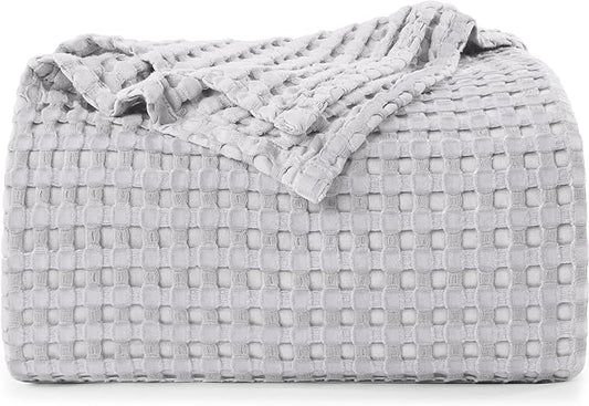 Utopia Bedding Silver 100% Cotton Waffle Blanket 300 GSM [Twin - 90x72 Inch] Soft Lightweight Breathable Bed Blanket for All Season