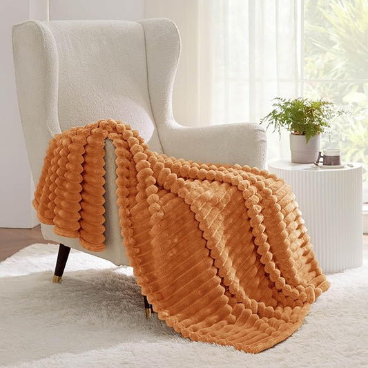 Bedsure Burnt Orange Twin XL Blanket for Bed - GentleSoft Cozy Soft Blankets for Women, Cute Small Fleece Throws for Girls, Birthday Gifts for Women, Mothers Day Decor Gifts for Mom, 66x90 Inches