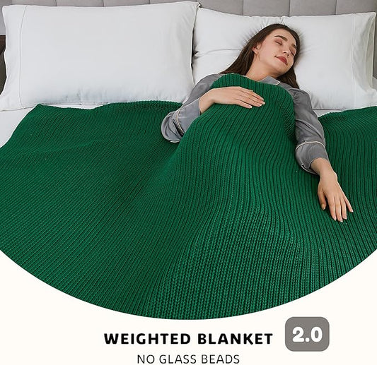 L'AGRATY Knitted Weighted Blanket - 60"x80" 15lbs Cooling Chunky Knit Heavy Blanket for Adults Braided Crochet Throw Thick Cable Yarn Knit Decorative No Beads Evenly Weighted Machine Washable