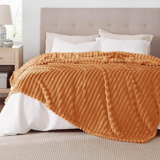 Bedsure Burnt Orange Full Blanket for Couch - GentleSoft Cozy Soft Blankets for Women, Cute Small Fleece Throws for Girls, Birthday Gifts for Women, Mothers Day Decor Gifts for Mom, 84x90 Inches