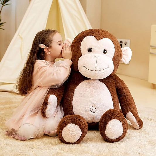 IKASA Giant Monkey Stuffed Animal Plush Toy,Large Big Jumbo Soft Toys,30" Huge Size Cute Fluffy Plushy Fat Oversized Plushie,Gifts for Kids Girls Boys