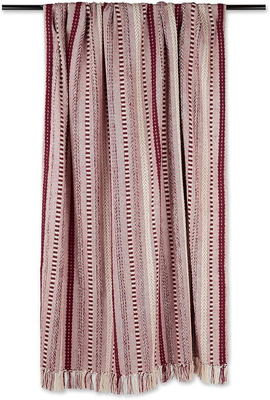 DII Braided Striped Decorative Throw Blanket, 50x60, Wine