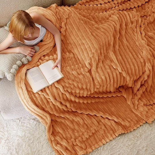 Bedsure Queen Blanket for Bed - GentleSoft Cozy Soft Blankets for Women, Cute Large Fall Throws for Girls, Orange, 90x90 Inches