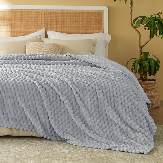 Bedsure Queen Blanket for Bed - Super Soft, Cozy Blankets for Women, Cute Fleece Gifts for Girls, Cloudy Gray, 90x90 Inches
