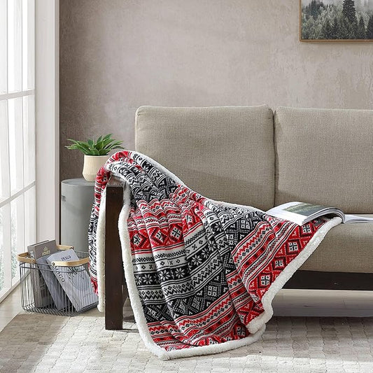 Eddie Bauer Ultra-Plush Collection Throw Blanket-Reversible Sherpa Fleece Cover, Soft & Cozy, Perfect for Bed or Couch, Fair Isle