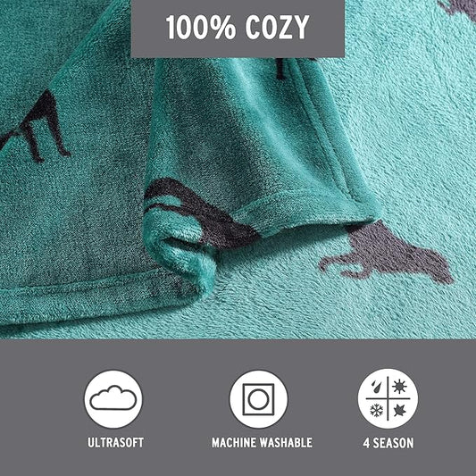 Eddie Bauer - Blanket, Super Soft Reversible Sherpa & Brushed Fleece Bedding, Throw Blankets for Couch, Ideal for Lounging (Buddy The Dog Green)