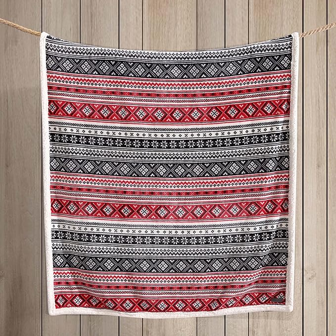 Eddie Bauer Ultra-Plush Collection Throw Blanket-Reversible Sherpa Fleece Cover, Soft & Cozy, Perfect for Bed or Couch, Fair Isle