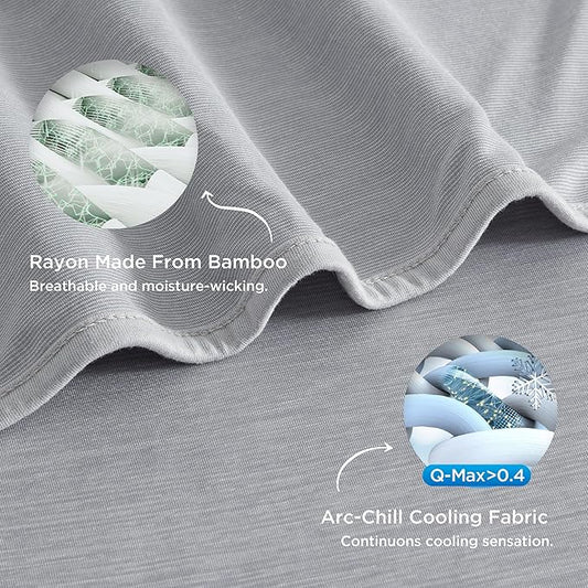 Bedsure Light Grey Cooling Blanket for Hot Sleepers - Summer Cold Throw Blanket for Bed, Arc-Chill Lightweight Summer Bedding, Cool Thin Ice Cold Cooled Throws with Rayon Derived from Bamboo, 50x70