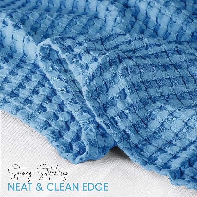 Utopia Bedding Wedgewood 100% Cotton Waffle Blanket 300 GSM [Twin - 90x72 Inch] Soft Lightweight Breathable Bed Blanket for All Season