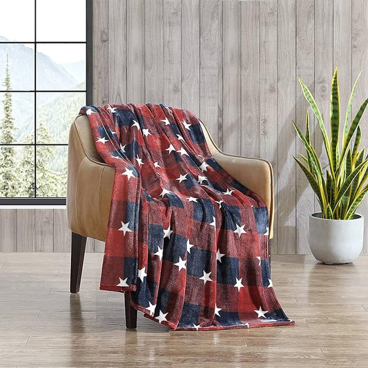 Eddie Bauer Throw Blanket Ultra Soft Plush Fleece Bedding, Home Decor for All Seasons, 50 x 70, Americana Plaid Red