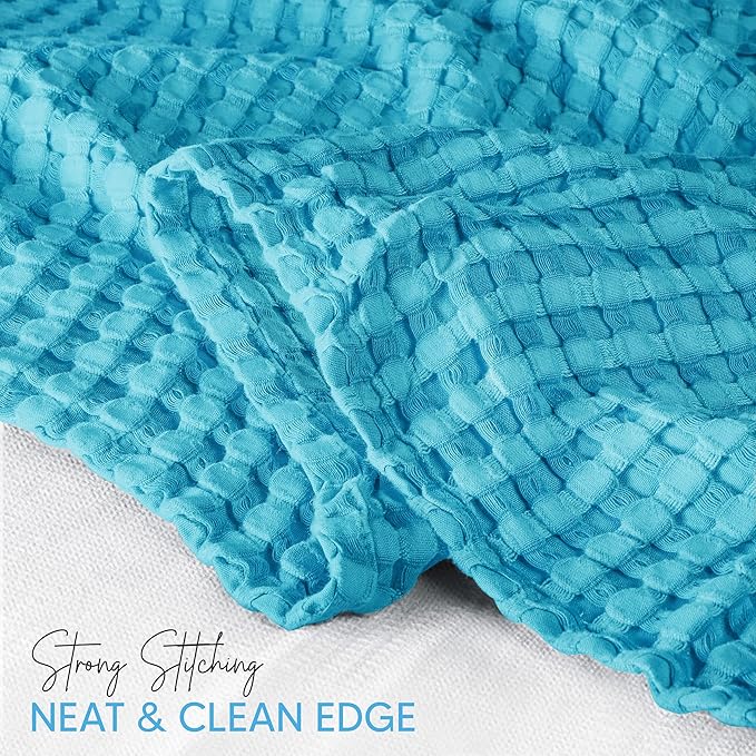 Utopia Bedding Teal 100% Cotton Waffle Blanket 300 GSM [King - 90x108 Inch] Soft Lightweight Breathable Bed Blanket for All Season (Pack of 6)