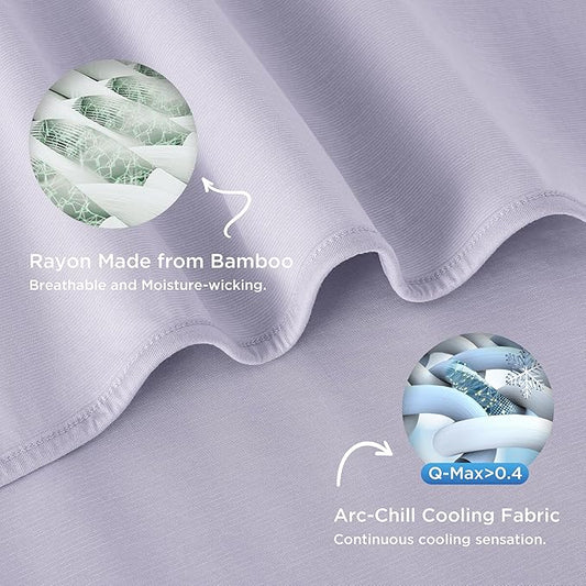 Bedsure Lavender Cooling Blanket Full Size for Hot Sleepers - Summer Blanket Full Size Cold Bed Cool Arc-Chill Thin Ice Cooled Bedding with Rayon Derived from Bamboo Night Sweats Hot Flashes, 80x90
