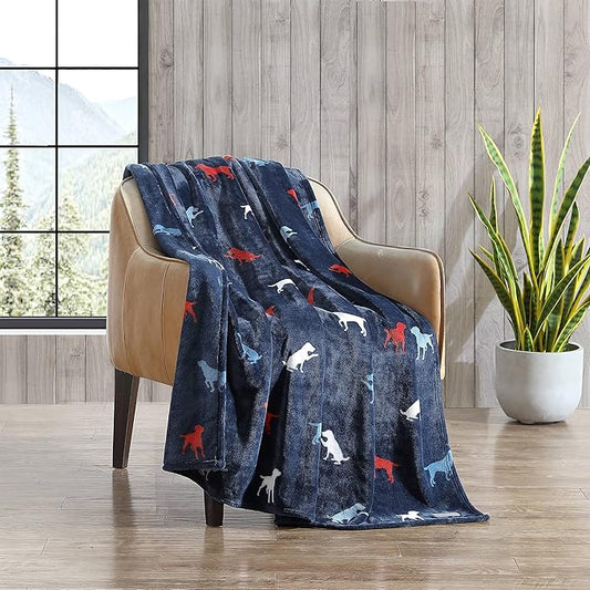 Eddie Bauer Throw Blanket Ultra Soft Plush Fleece Bedding, Home Decor for All Seasons, 50 x 70, Buddy The Dog Blue